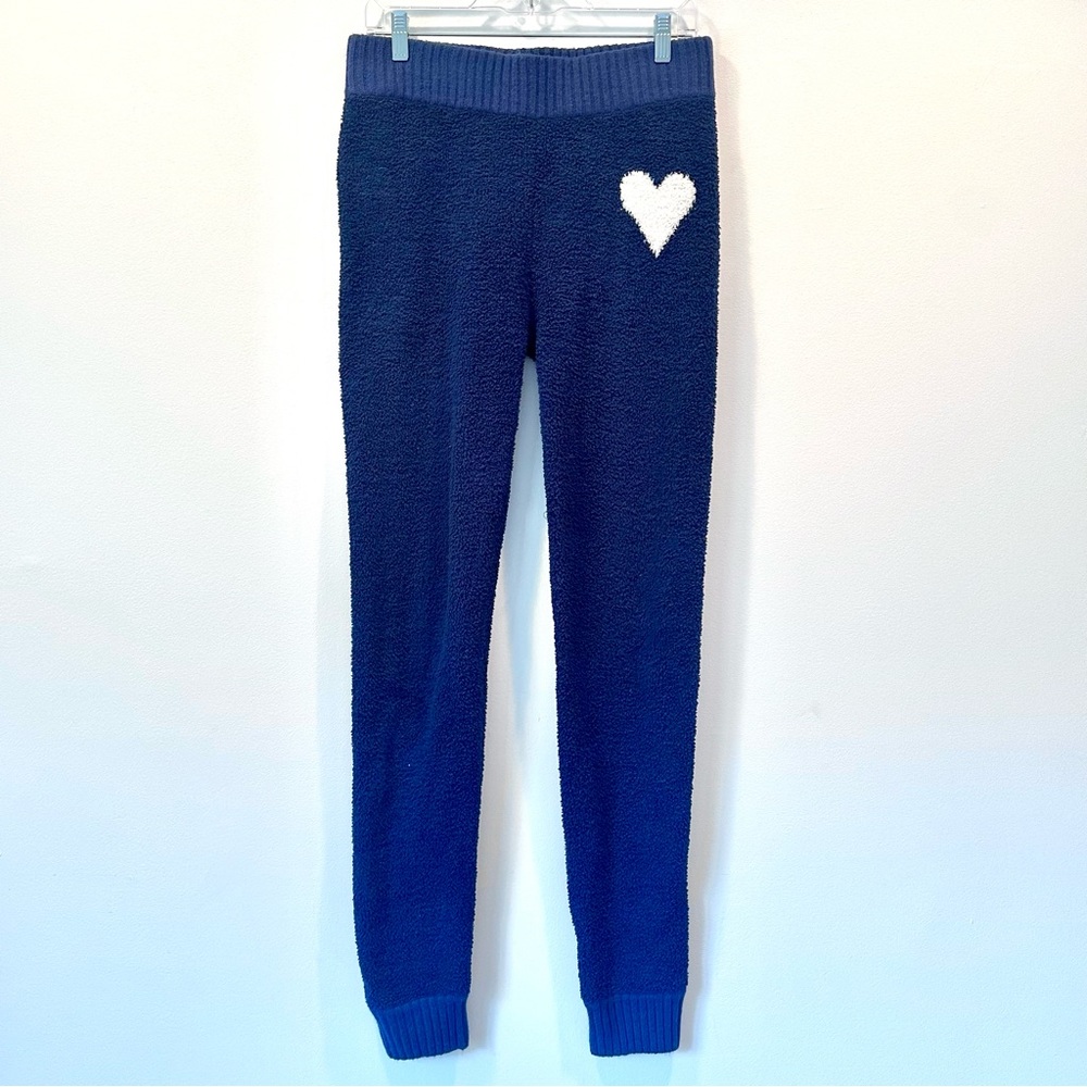 Forever 21 Women's Blue Sherpa Leggings Sweatpants with White Heart, Size M
